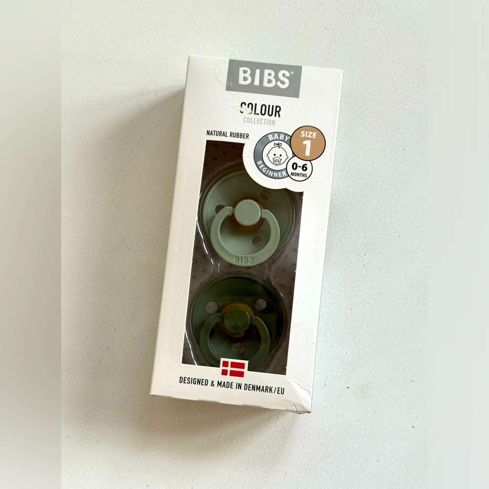 Bibs Color Collection Soft Natural Rubber Pacifier Size 1 Sage/Hunter Green